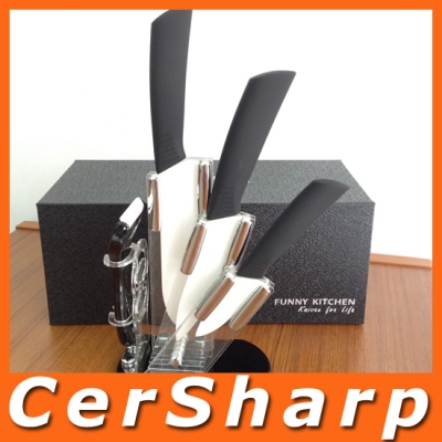 High Quality 3" 5" 6" 5pcs Ceramic Kitchen Knife Set With Knife Holder /Peeler /Gift Box #S007 [CerSharp]